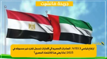 ارتفاع قياسي 153.3.. الصادرات المصرية إلى الإمارات تسجل قفزة غير مسبوقة في 2025 ماذا يعني هذا للاقتصاد المصري؟ 1